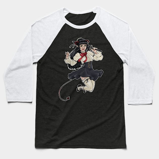 Cutie Demoness w Tail Baseball T-Shirt by D. Fillz